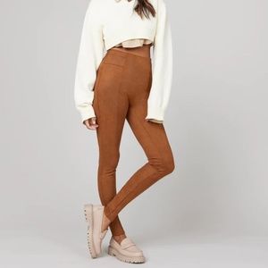 Spanx Faux Suede Leggings Caramel Brown Size Large